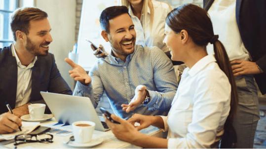 Happy People Looking at website