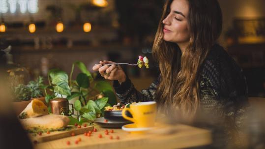 Women eating at restaurant