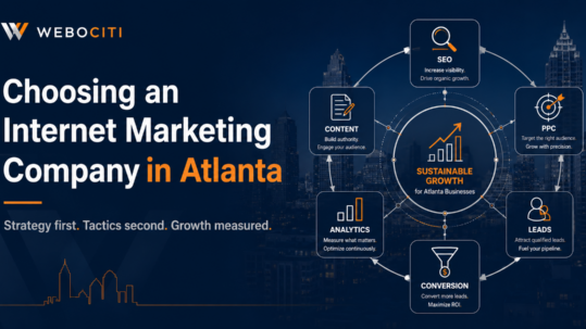 Atlanta business evaluating internet marketing companies with SEO, PPC, content, analytics, and lead generation strategy