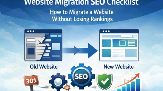 Website migration SEO checklist showing how to migrate a website without losing rankings